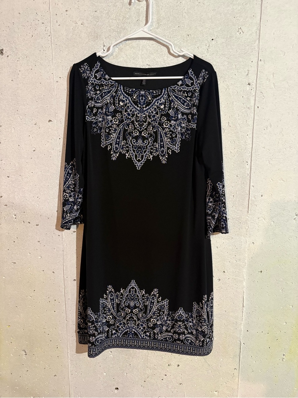 White House Black Market Paisley Embellished Black Dress | Size: Large